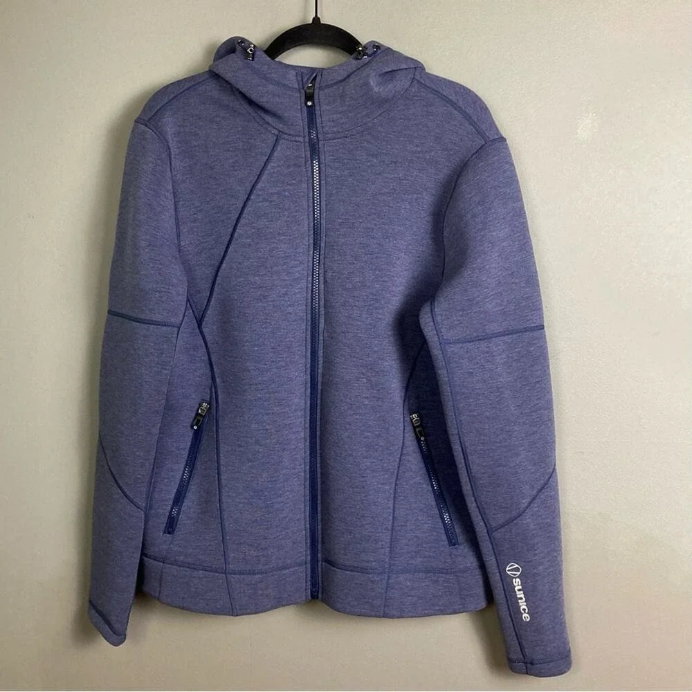 Sunice Performance Jacket Mens‎ M NEW Fitted Hooded full Zip Pockets Blue